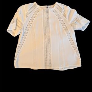 Maje White Lace Accent Blouse
